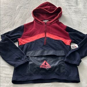 Reebok Kids Hoodie Navy Blue and Burgundy with Pink Accent